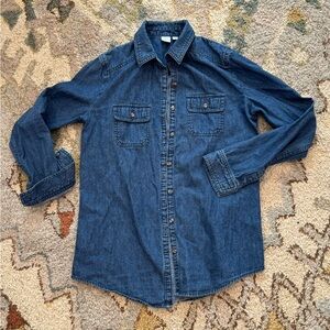 BP Women’s Denim long sleeve button down shirt. 100% cotton. Size XS.
